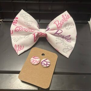 Barbie bow and earrings set